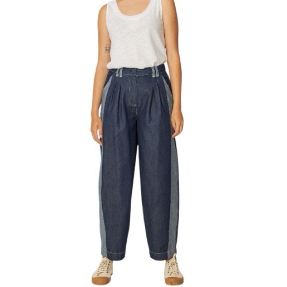 NWT SKFK Aralar GOTS Raw Denim Lightweight Blue High Waist Pants EU 38 | US 6 - Picture 2 of 14